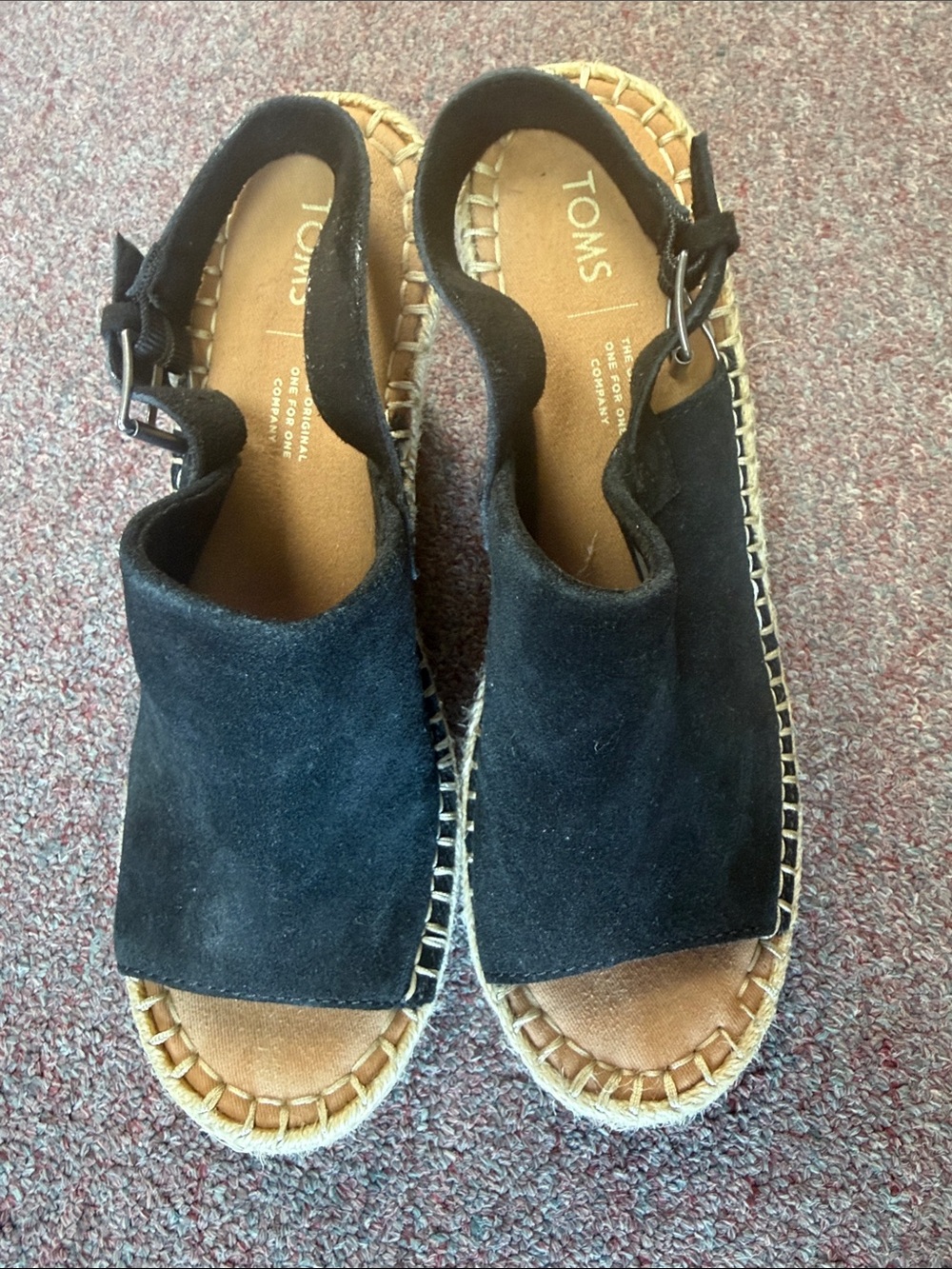 Toms Black Suede Espadrille Slingback Sandals